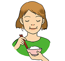 左右の歯をバランスよく使って食べる